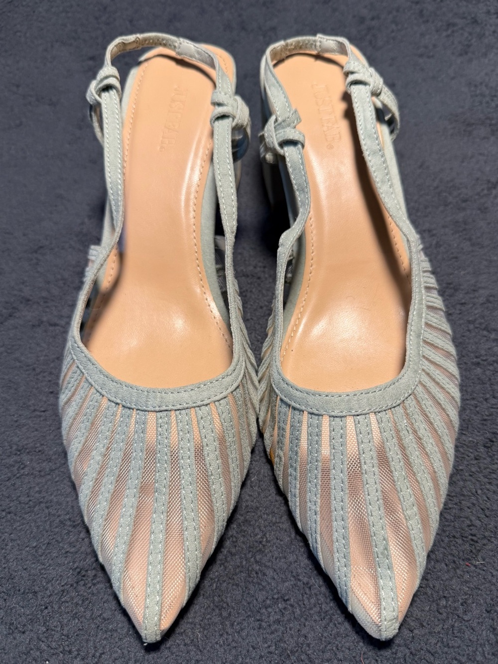 JustFab Zadie Mint Green Slingback Block Heels Size 11